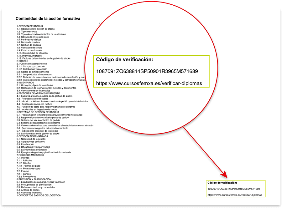 Ejemplo de código de verificación