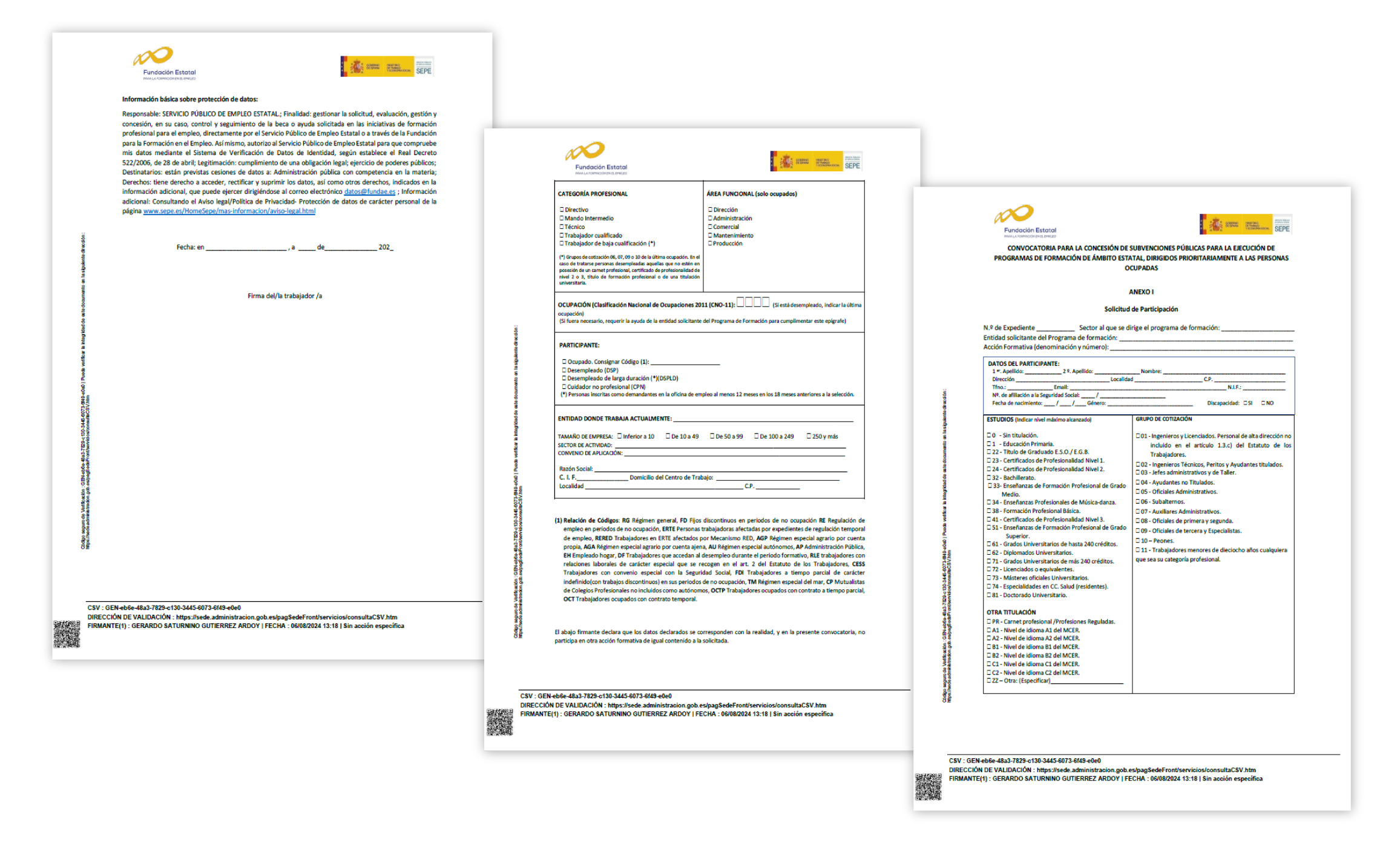 Documento anexo convocatoria