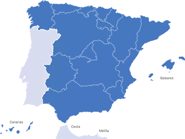 Mapa de Acreditación de competencias profesionales por comunidades autónomas - 380px de ancho