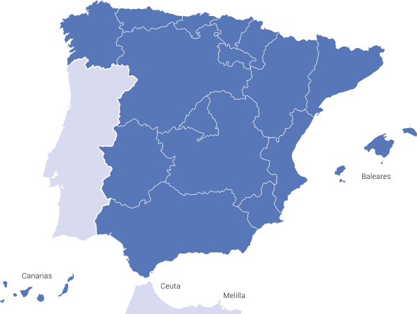 Mapa de Acreditación de competencias profesionales por comunidades autónomas - 600px de ancho