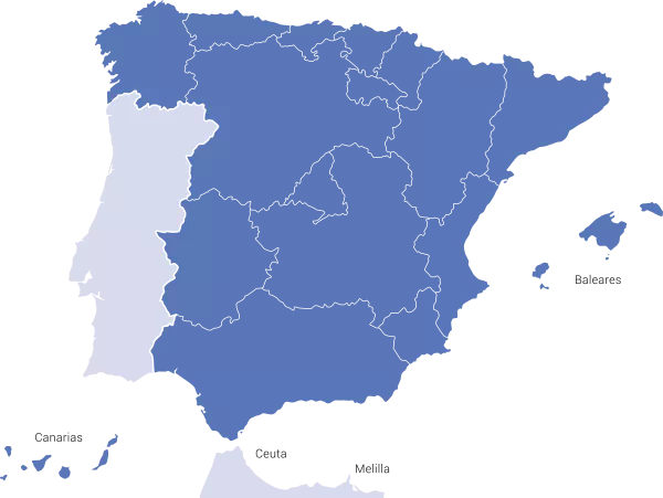 Mapa de Acreditación de competencias profesionales por comunidades autónomas - 600px de ancho