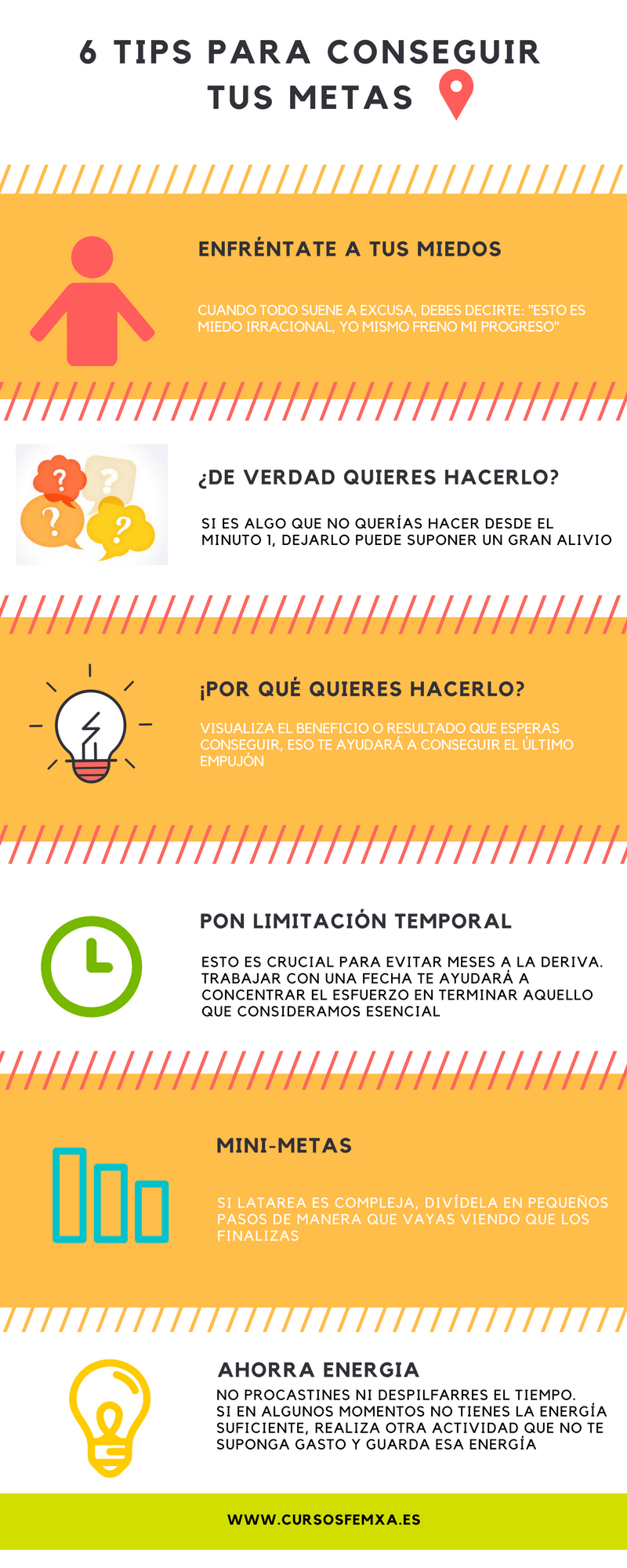 Infografía con tips para alcanzar metas
