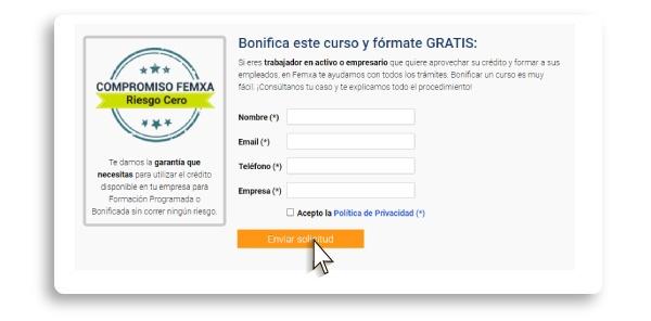 Formulario cursos bonificados