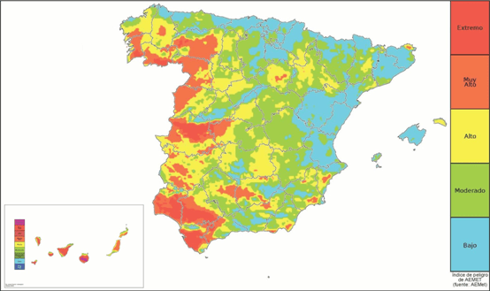 Riesgo tipico de incendios en época de verano