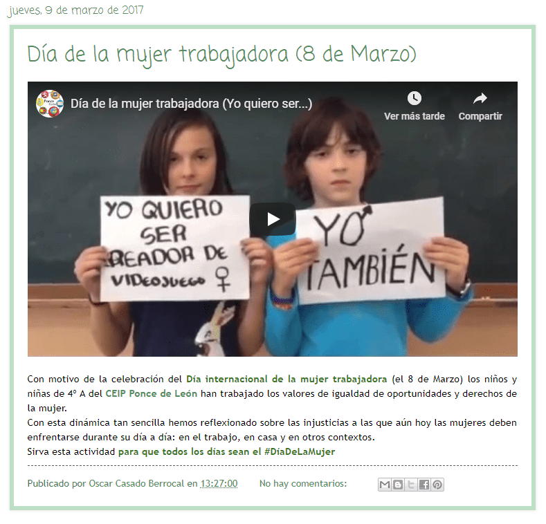 Día de la mujer trabajadora en la escuela