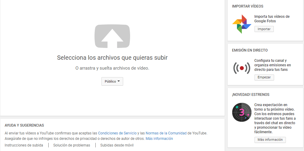 como subir un vídeo a youtube