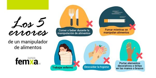 Los 5 errores de un manipulador de alimentos