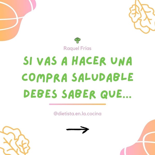 Imagen de instagram con consejos para realizar una compra de alimentos más saludable