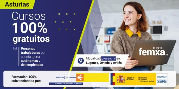 Cartel anunciador de los cursos gratuitos presenciales en Asturias
