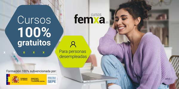 cartel anunciador de los cursos gratuitos de femxa para personas desempleadas