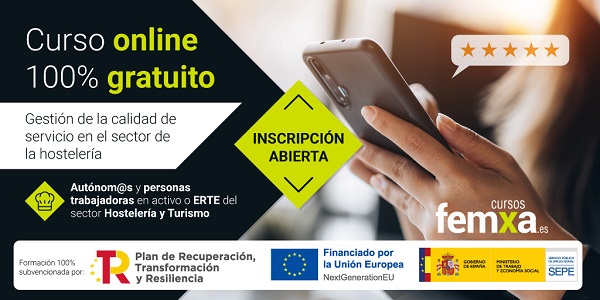cartel anunciador de curso online gratuito de calidad para hostelería