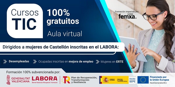 cartel anunciador de los cursos de femxa para mujeres de Castellón