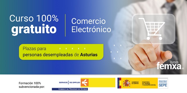cartel anunciador de curso online gratuito de comercio electrónico en Asturias
