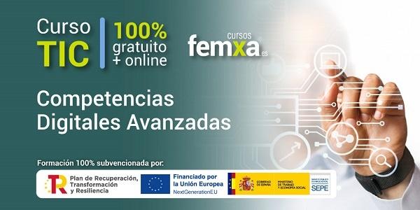 cartel anunciador del curso de competencias digitales avanzadas, online y subvencionado