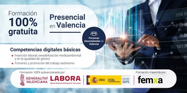 cartel anunciador del curso presencial de competencias digitales en valencia