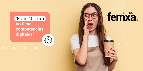 chica con trenzas se asombra de no tener competencias digitales