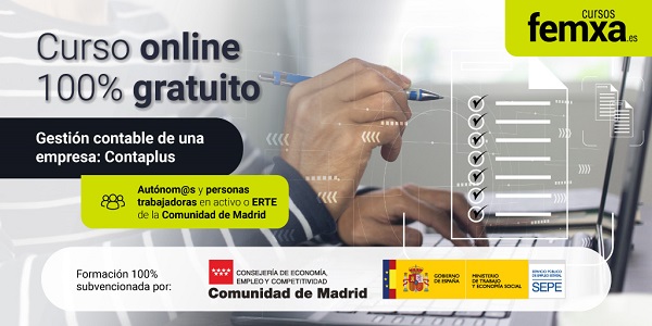 cartel anunciador del curso de gestión contable de una empresa con contaplus