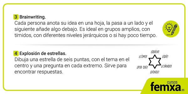 infografía sobre brainwriting y explosión de estrellas