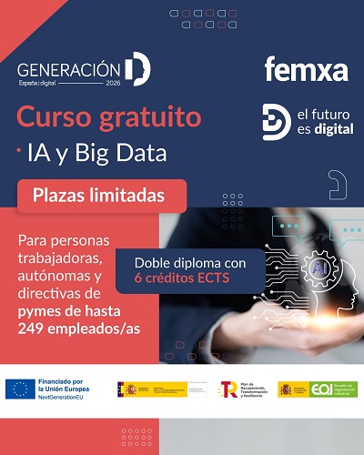 Cartel anunciador del curso de inteligencia artificial y Big Data para emprendedores