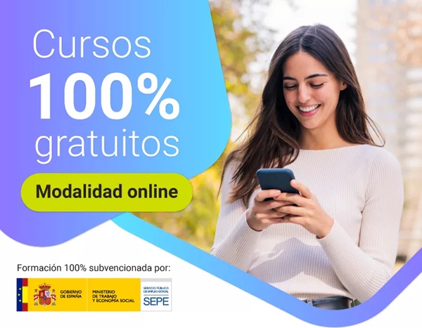 Información sobre cursos online para el País Vasco Cartel anunciador de los cursos online 100% gratuitos para el País Vasco