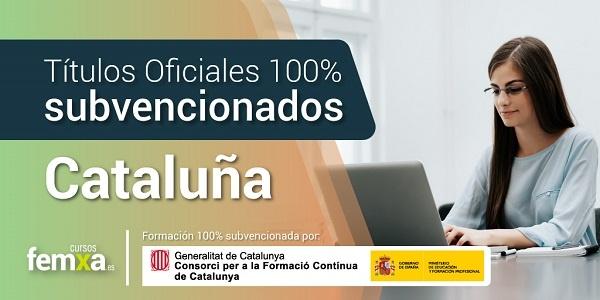 cartel anunciador de los cursos online con titulación oficial en Cataluña