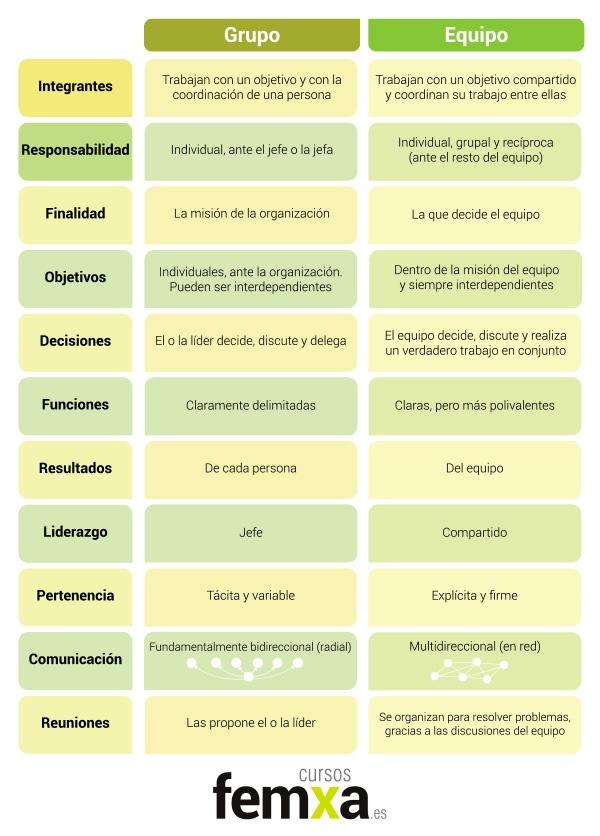 Distinción entre grupo de trabajadores y equiipo de trabajo