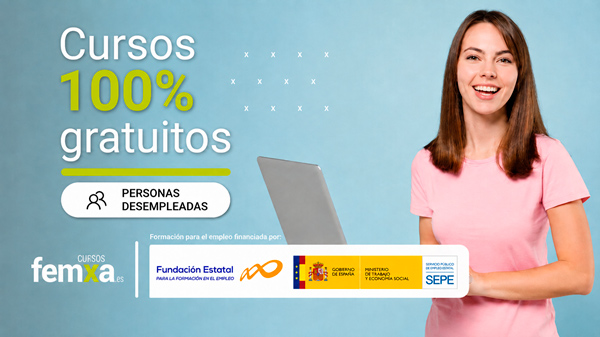 Acceso a formación para personas desempleadas cartel anunciador de cursos online para personas desempleadas