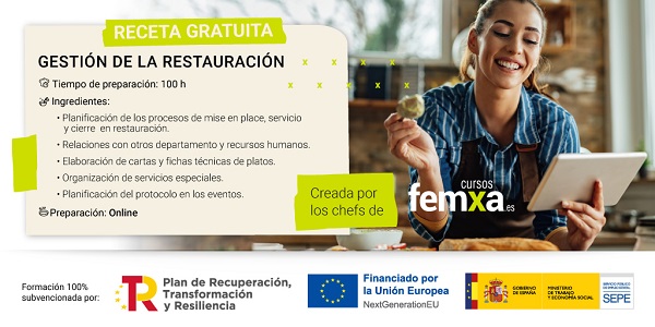 cartel anunciador del curso de gestión de la restauración