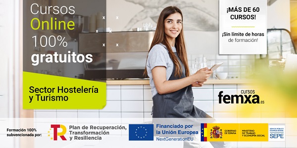 chica en local de hostelería realizando un curso gratuito