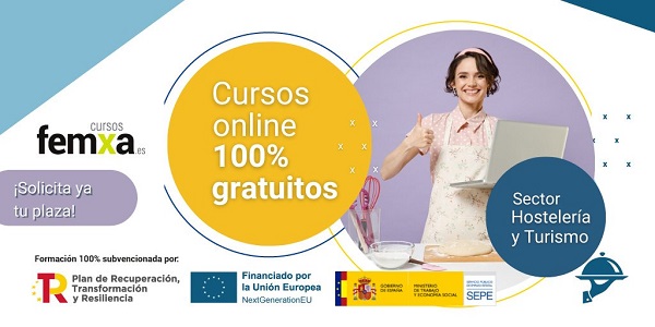 cartel anunciador de cursos online para planificación de eventos y otras temáticas de hostelería