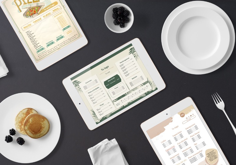 ejemplos de menús de hostelería visualizados en tablet