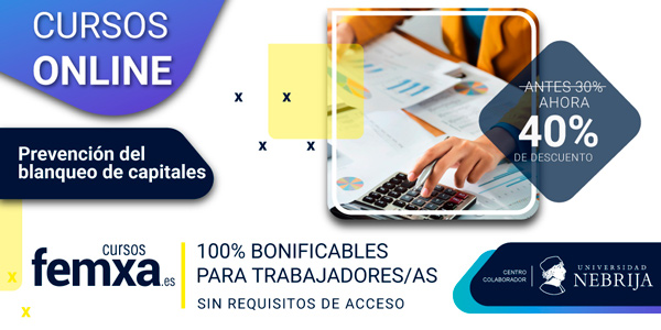 Cartel anunciador del curso de Femxa de prevención del blanqueo de capitales