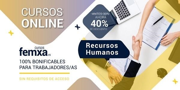 Cartel anunciador de los cursos online de recursos humanos de Femxa