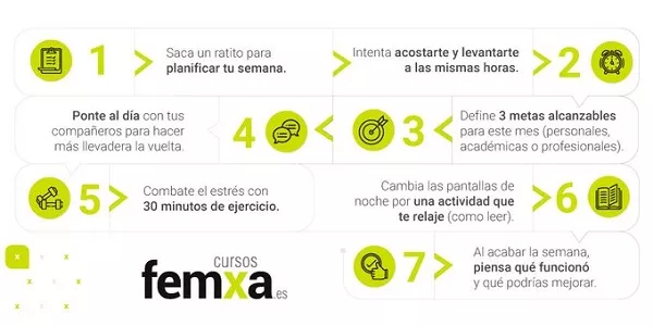 Consejos para retomar la rutina infografía sobre la rutina de la vuelta de vacaciones