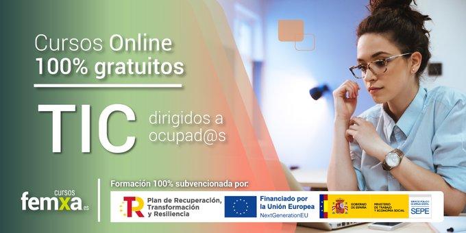 cartel anunciando cursos gratis de TICS dirigidos a ocupados