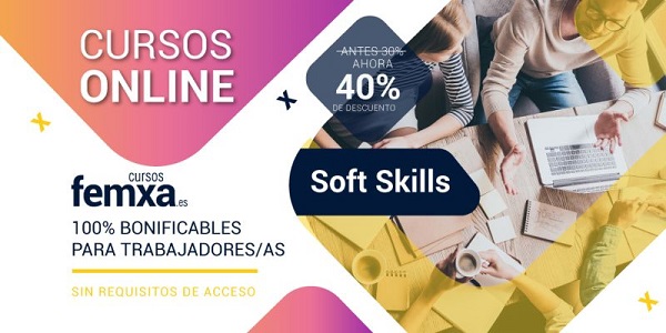 Cartel anunciador de los cursos online de soft skills de femxa