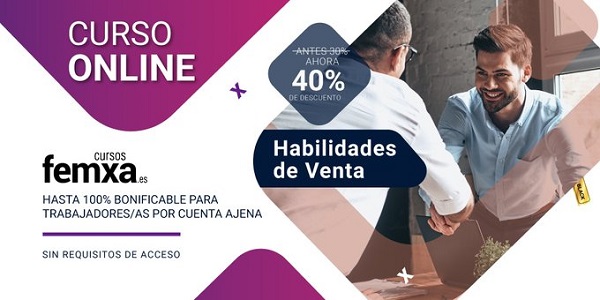 cartel anunciador del curso online privado de habilidades de venta